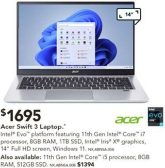 Harvey Norman Acer Swift 3 Laptop offer