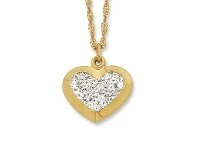 Bevilles Jewellery 9ct Yellow Gold Silver Infused Crystal Heart Necklace offer