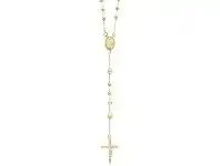 Bevilles Jewellery 9ct Yellow Gold Silver Infused Rosary Beads Crucifix Cross Necklace offer