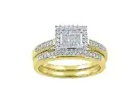 Bevilles Jewellery 9ct Yellow Gold 0.50ct Diamond Twin Ring Set offer