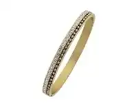 Bevilles Jewellery Yellow Stainless Steel Ball & Crystal Row Bangle offer