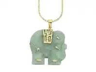 Bevilles Jewellery 9ct Yellow Gold Natural Jade Pendant offer