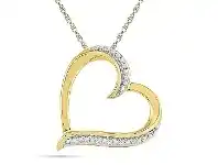 Bevilles Jewellery Diamond Heart Necklace in 9ct Yellow Gold offer