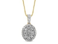 Bevilles Jewellery Brilliant Miracle Halo Necklace with 1.00ct of Diamonds in 9ct Yellow Gold offer