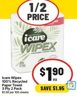 IGA Icare Wipex 100% Recycled Paper Towel offer