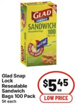 IGA Glad Snap Lock Resealable Sandwich Bags offer