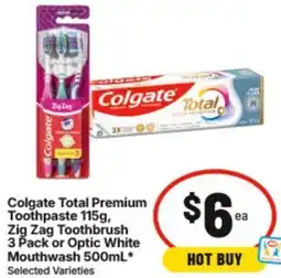 IGA Colgate Total Premium Toothpaste Zig Zag Toothbrush offer