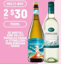 IGA De bortoli king valley prosecco range or stoneleigh marlborough prosecco range offer