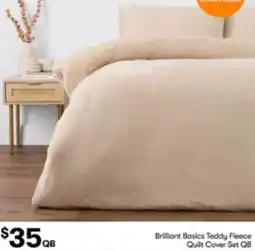 BIG W Brilliant Basics Teddy Fleece Quilt Cover Set QB offer