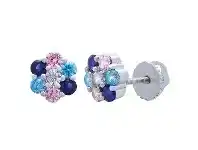 Children's Pink & Blue Flower Stud Earrings