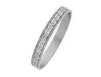 Bevilles Jewellery Stainless Steel Channel Crystal Bangle with Greek Design offer