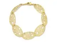 Bevilles Jewellery 9ct Yellow Gold Silver Filled Flower Pattern Bracelet offer