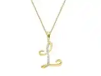Bevilles Jewellery Diamond Initial Pendants in 9ct Yellow Gold - L offer