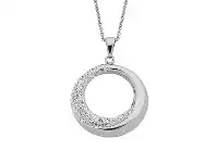 Bevilles Jewellery Stainless Steel Open Circle Half Crystal 45cm Necklace offer