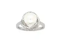 Bevilles Jewellery Sterling Silver Fresh Water Pearl Halo Ring offer
