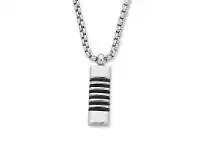 Bevilles Jewellery Mens Stainless Steel Black Stripe Rectangle Necklace offer