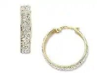 Bevilles Jewellery 9ct Yellow Gold Silver Infused Crystal 15mm Hoop Earrings offer