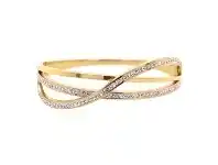 Bevilles Jewellery Yellow Stainless Steel Plain Crystal Crossover Bangle offer