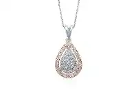 Bevilles Jewellery 9ct White and Rose Gold 0.20ct Diamond Pear Shaped Pendant offer
