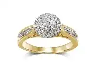 Bevilles Jewellery Martina Brilliant Halo Ring with 1/3ct of Diamonds in 9ct Yellow Gold offer