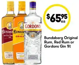 Drakes Bundaberg Original Rum, Red Rum or Gordons Gin offer