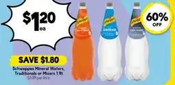 Drakes Schweppes Mineral Waters, Traditionals or Mixers offer