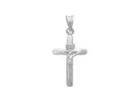 Bevilles Jewellery Crucifix Cross Pendant in 9ct White Gold Silver Infused offer