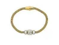 Bevilles Jewellery Yellow Stainless Steel Mesh Pave Crystal Bead Bracelet offer