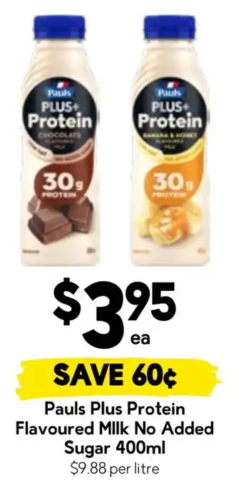 Drakes Pauls Plus Protein Flavoured Milk No Added Sugar offer