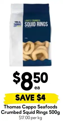 Drakes Thomas Cappo Seafoods Crumbed Squid Rings offer