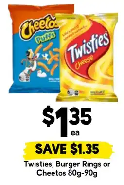 Drakes Twisties, Burger Rings or Cheetos offer