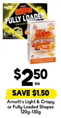 Drakes Arnott's Light & Crispy or Fully Loaded Shapes offer
