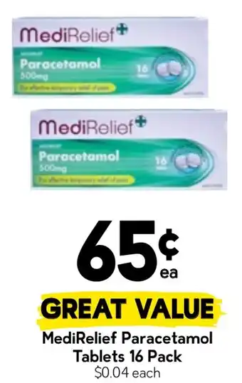 Drakes MediRelief Paracetamol Tablets offer