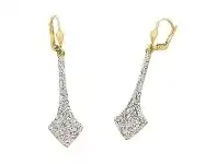 Bevilles Jewellery 9ct Yellow Gold Silver Infused Crystal Long Diamond Shape Drop Earrings offer