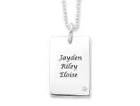 Bevilles Jewellery Personalised Diamond or Birthstone Rectangle Necklace Sterling Silver offer