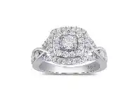 Bevilles Jewellery Meera Double Halo Square Ring with 1.00ct of Laboratory Grown Diamonds in 9ct White Gold offer