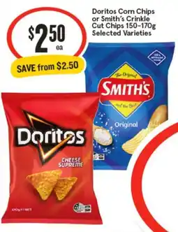 IGA Doritos Corn Chips or Smith’s Crinkle Cut Chips offer