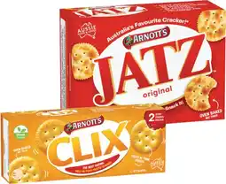 IGA Arnottʼs Jatz 225g or Clix 250g Selected Varieties offer