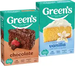 IGA Greenʼs Cake, Brownie or Date Loaf Mix 380‑470g Selected Varieties offer
