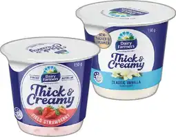 IGA Dairy Farmers Thick & Creamy Yoghurt 140‑150g Selected Varieties offer