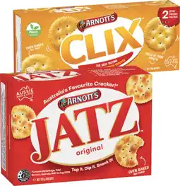 IGA Arnott’s Clix 250g, Jatz Original or Cracked Pepper 225g Selected Varieties offer
