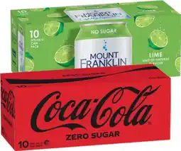 IGA Coca‑Cola, Sprite or Mount Franklin Lightly Sparkling Water 10x375mL Selected Varieties offer