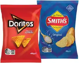 IGA Doritos Corn Chips, Smith’s Crinkle Cut Chips or Twisties 45g Selected Varieties offer