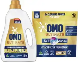 IGA OMO Ultimate Laundry Liquid 2 Litre, Capsules 28 Pack or Powder 2kg Selected Varieties offer