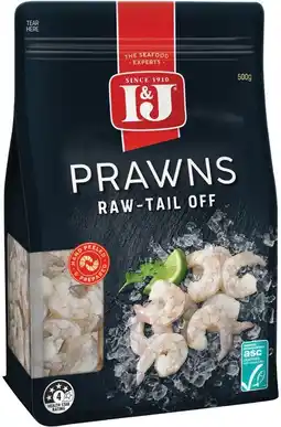 IGA I&J Raw Prawns Tail Off offer