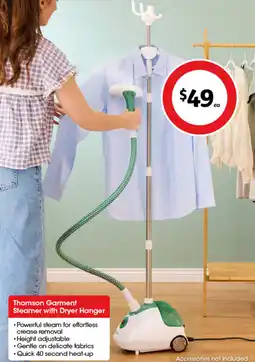 Coles Thomson garment steamer with dryer hanger offer