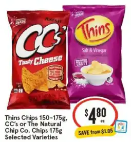 IGA Thins Chips , CC's or The Natural Chip Co. Chips offer