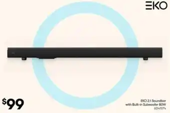 Eko 2.1 soundbar with built-in subwoofer 80w