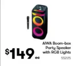 BIG W Aiwa boom-box party speaker with rgb lights offer