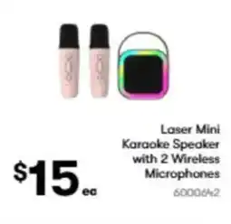 BIG W Laser mini karaoke speaker with 2 wireless microphones offer